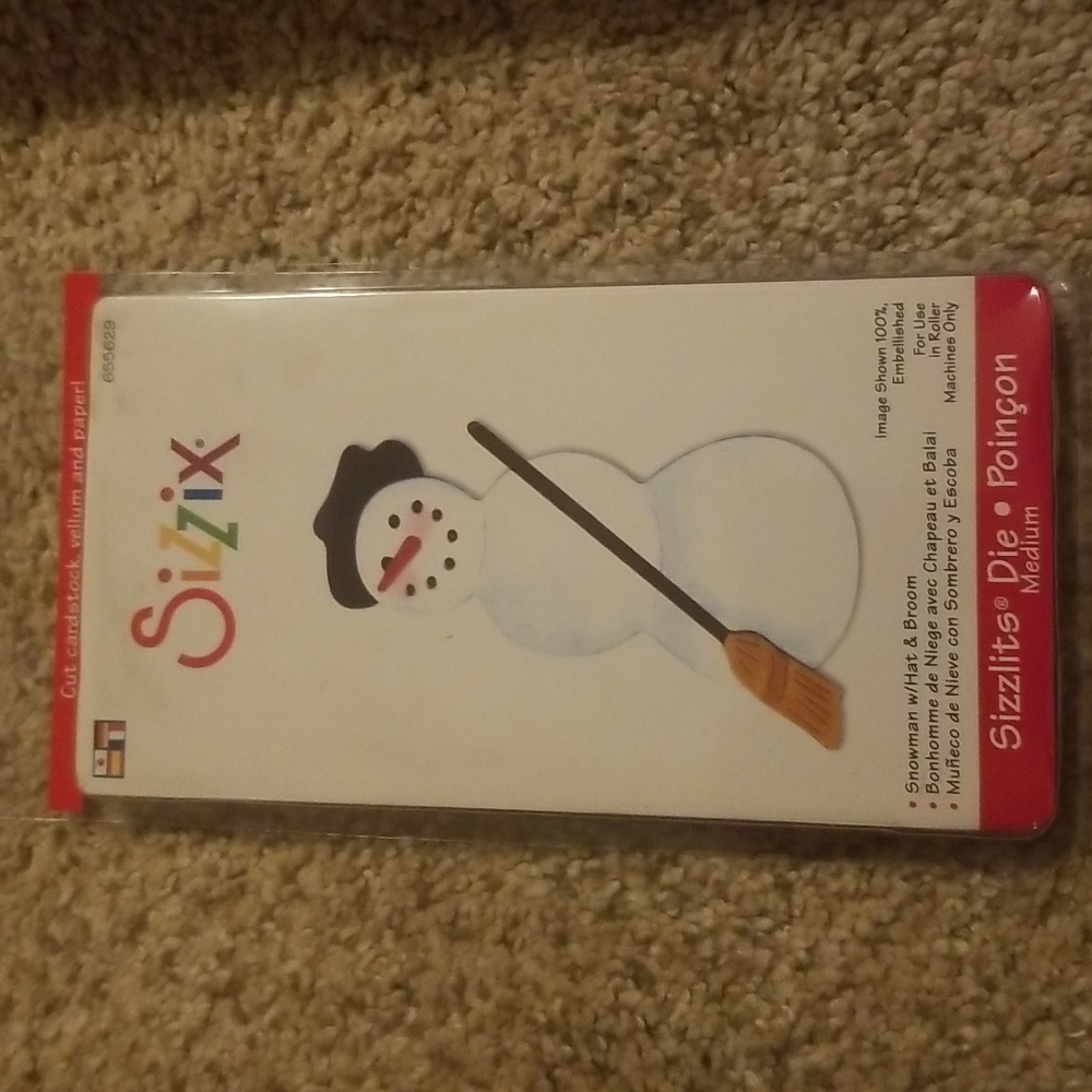 Sizzix Sizzlits die. Snowman w/Hat & Broom.